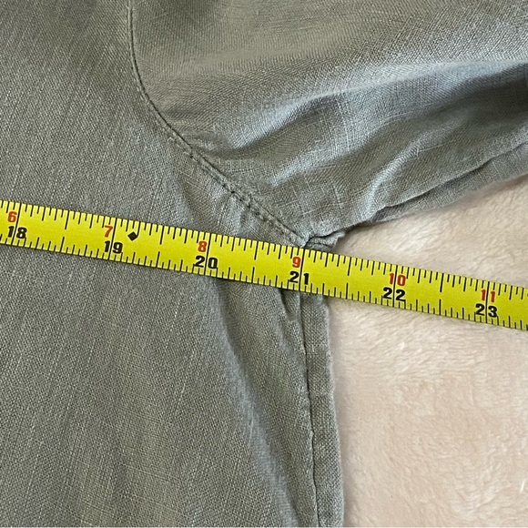 SIGRID OLSEN / Green Linen Long Sleeve Button Front Shirt Size L - Picture 10 of 12